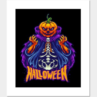 Halloween pumpkin head monster Posters and Art